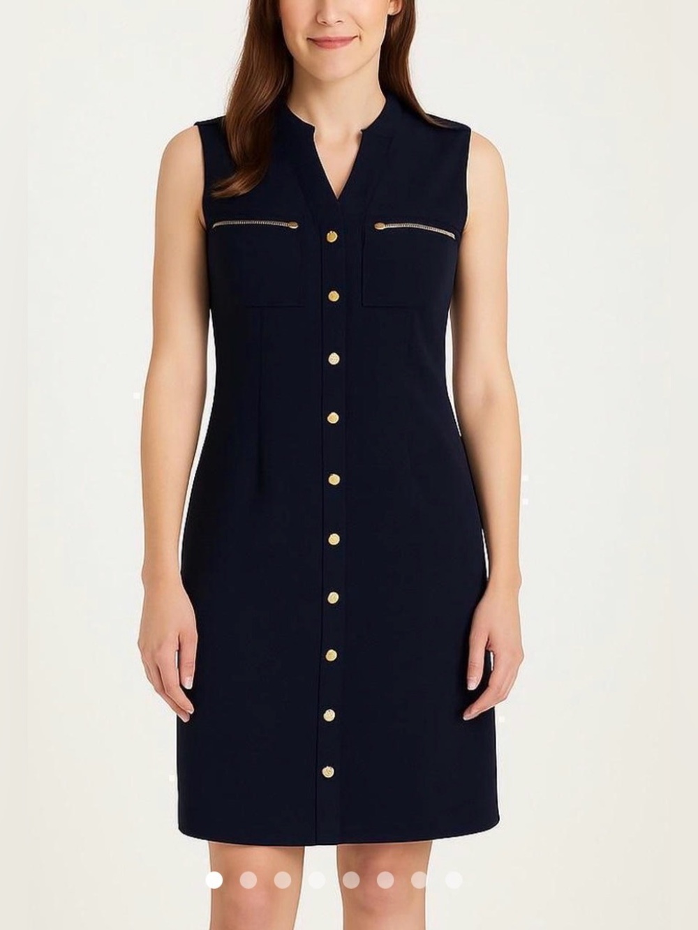 DKNY Sleeveless Black Button-Front Sheath Dress